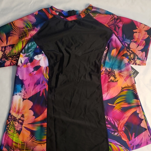 Torrid Swim Rash Guard Shirt Colorful Floral - Picture 6 of 12